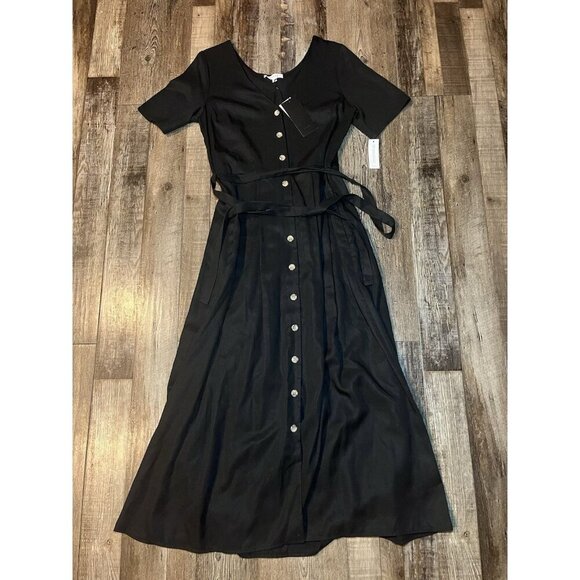 VETTA NWT The Button Up Midi Dress in Black Size XS - Picture 3 of 10